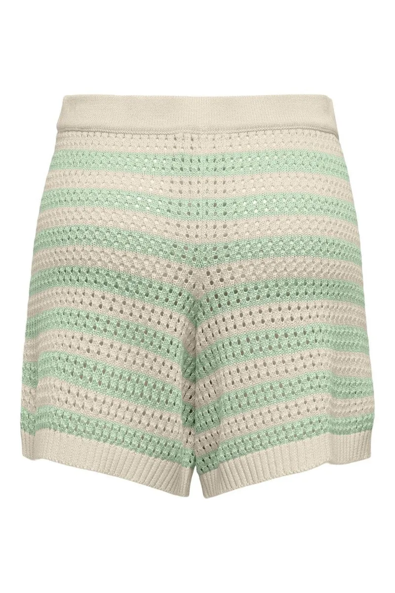 JDY - Jdytikka Shorts Knt - 4891535 Birch Birds Egg Green Stripes