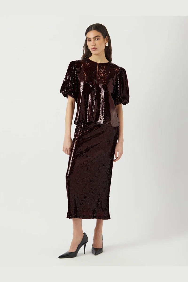 YAS - Yasroyalina Hmw Sequin Ankle Skirt -Show - 4845878 Port Royale W Sequins