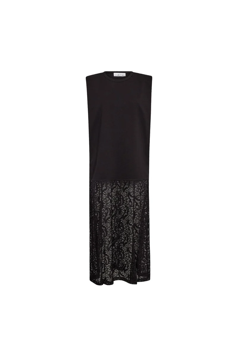 Haute L'Amitié - Summer Lace Tee Dress HL10535 - Black