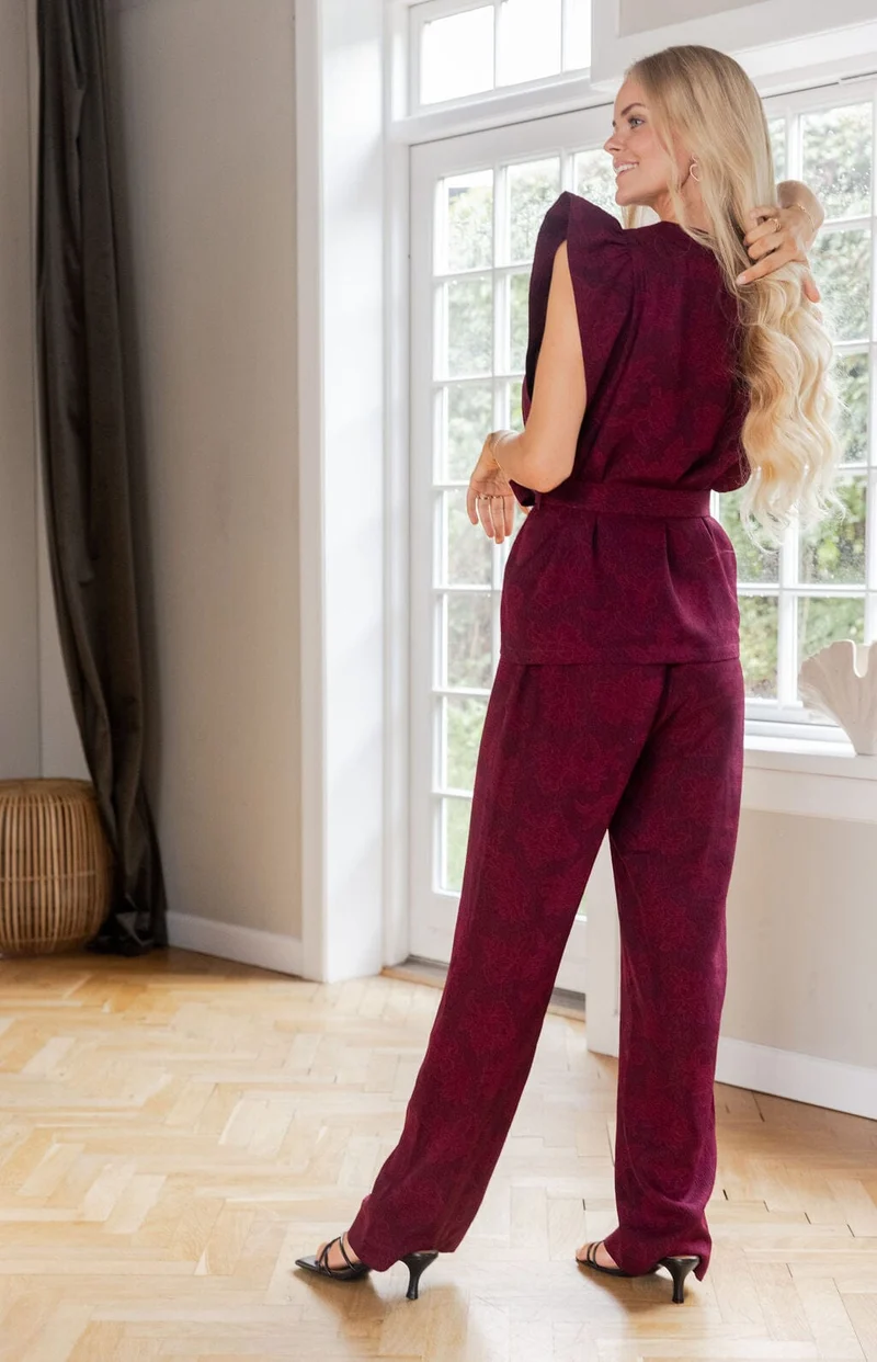 Molly&My x Julie Elgaard - Elsa Jacquard Pants 167096 - 162 - Bordeaux