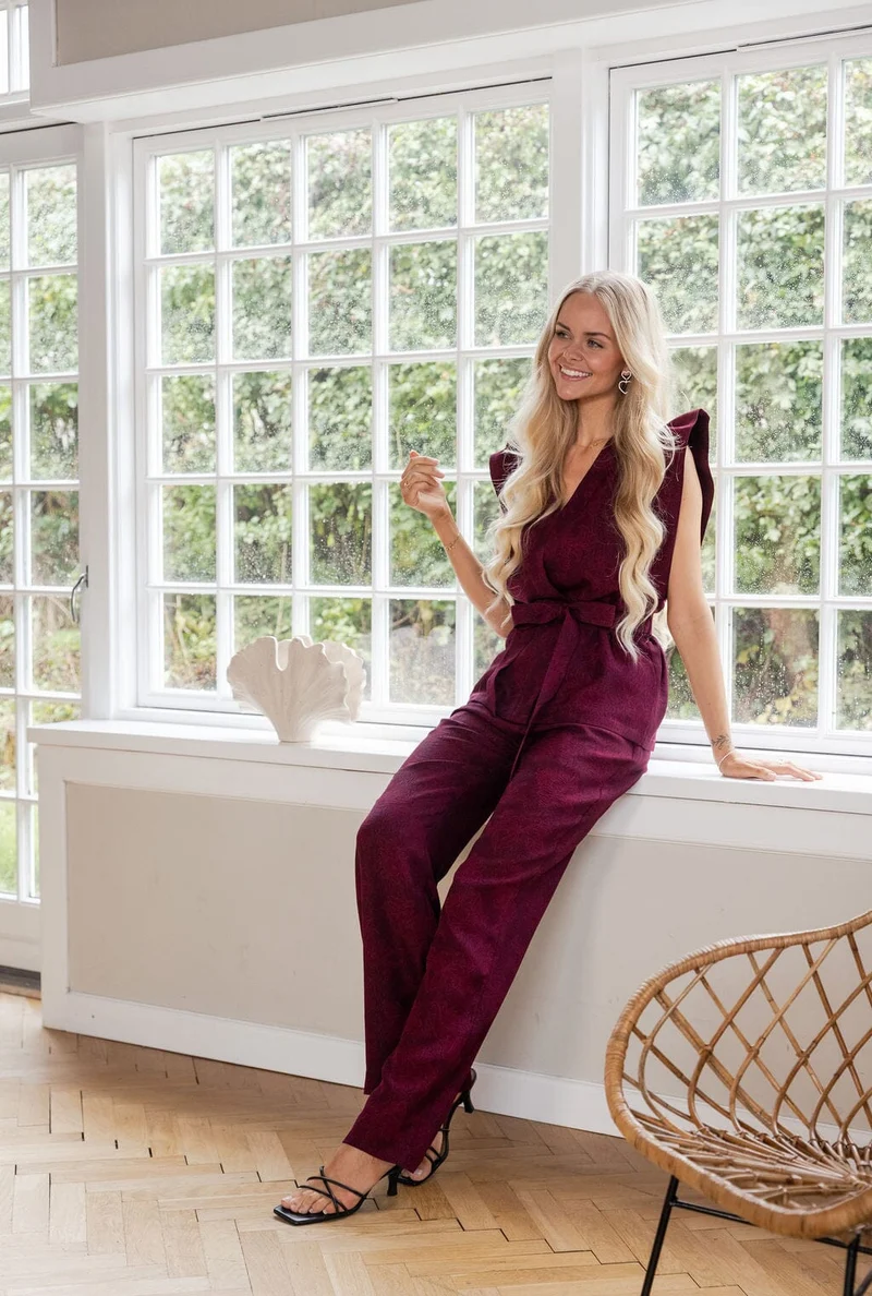 Molly&My x Julie Elgaard - Elsa Jacquard Pants 167096 - 162 - Bordeaux
