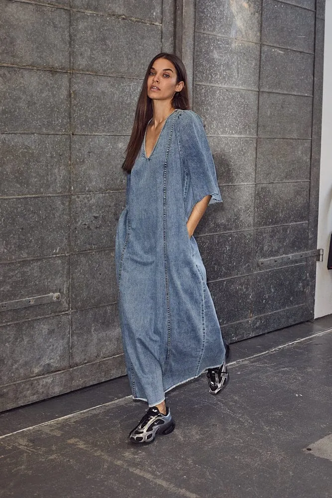 Haute L'Amitié - Denim Hem Dress HL10226 - Denim Blue