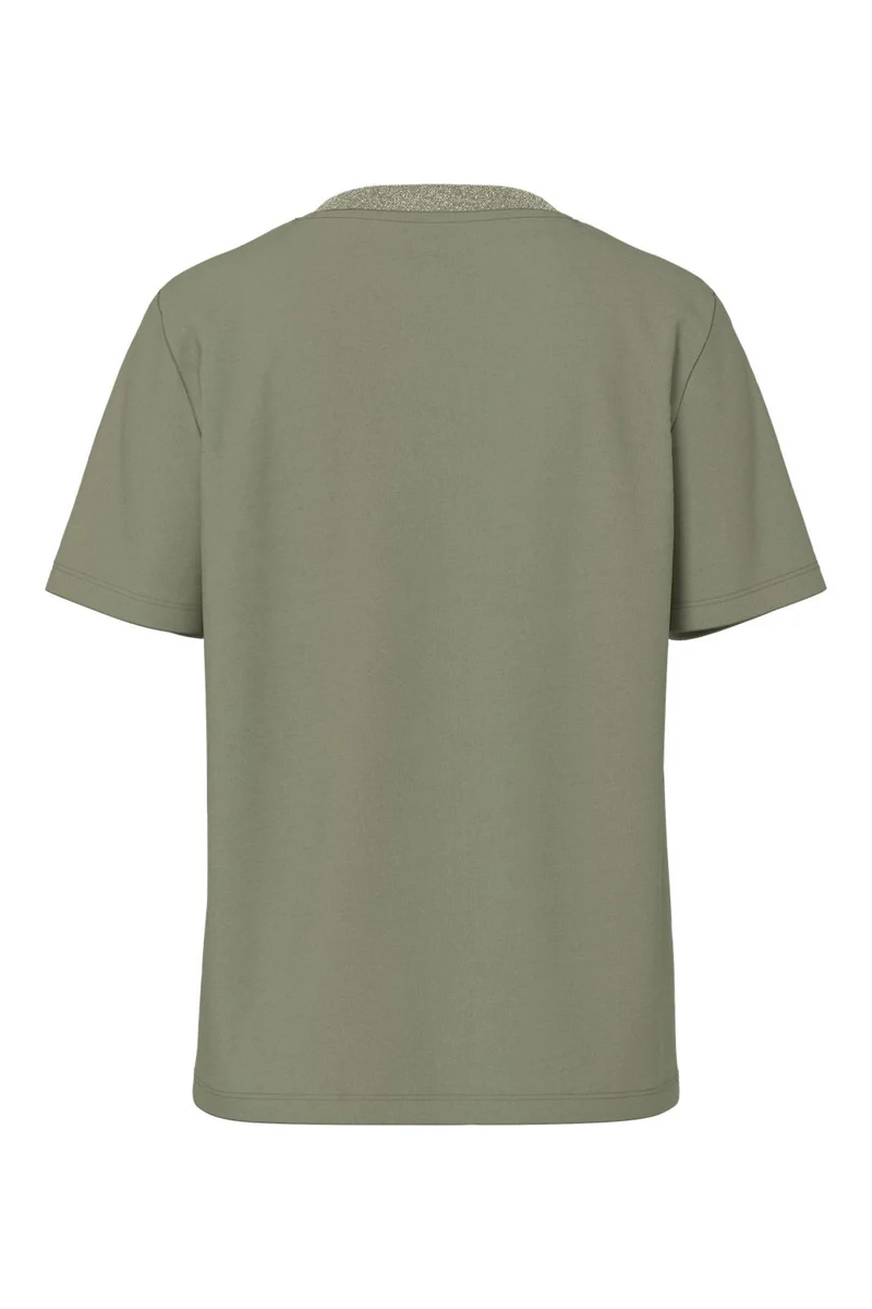 Pieces - Pcria Ss Lurex Neck Tee - 4991579 Deep Lichen Green Lurex Rib