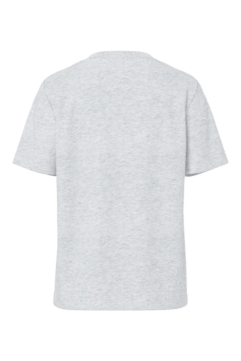 Pieces - Pcria Ss Lurex Neck Tee - 4991581 Light Grey Melange Lurex Rib