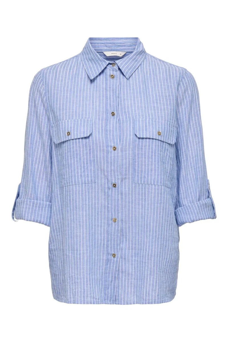 Only - Onlwendy L/S Shirt - 4836576 Cashmere Blue White Stipre