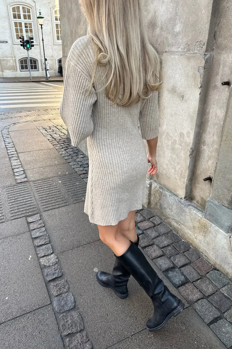 BYIC - Oliviaic Knit Dress 1199 - Ribbed Beige