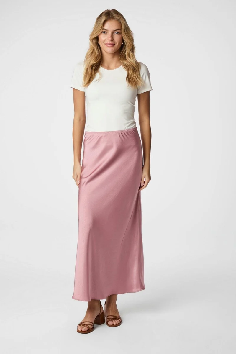 Neo Noir - Vicky Heavy Sateen Skirt 159588 - 823 - Evening Rose