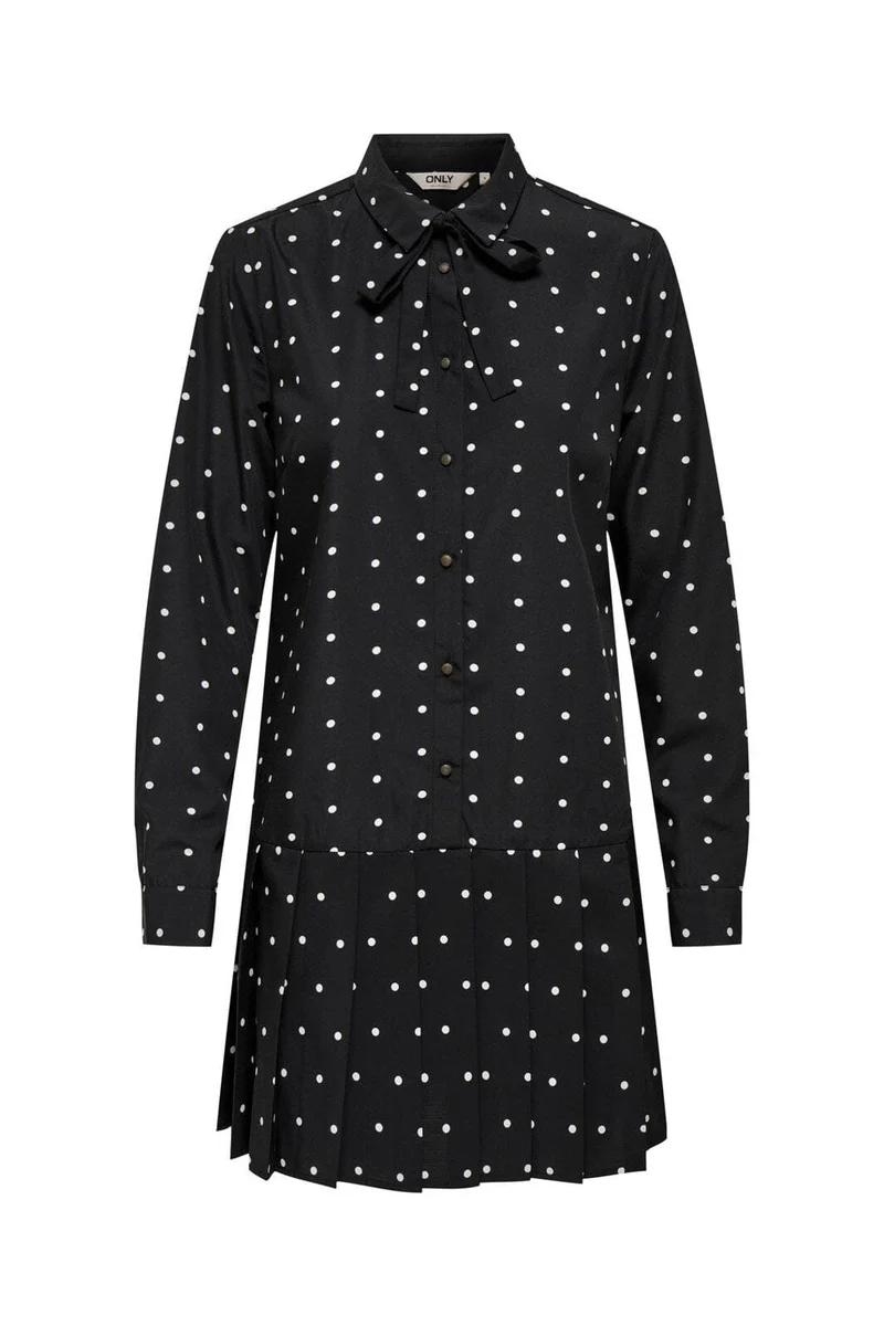 Only - Onlmargon L/S Shirt Tie Dress - 4979728 Black Dots