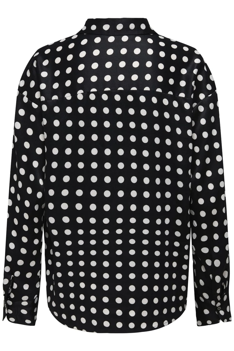 Only - Onllydia L/S Satin Shirt - 4990913 Black White Dots