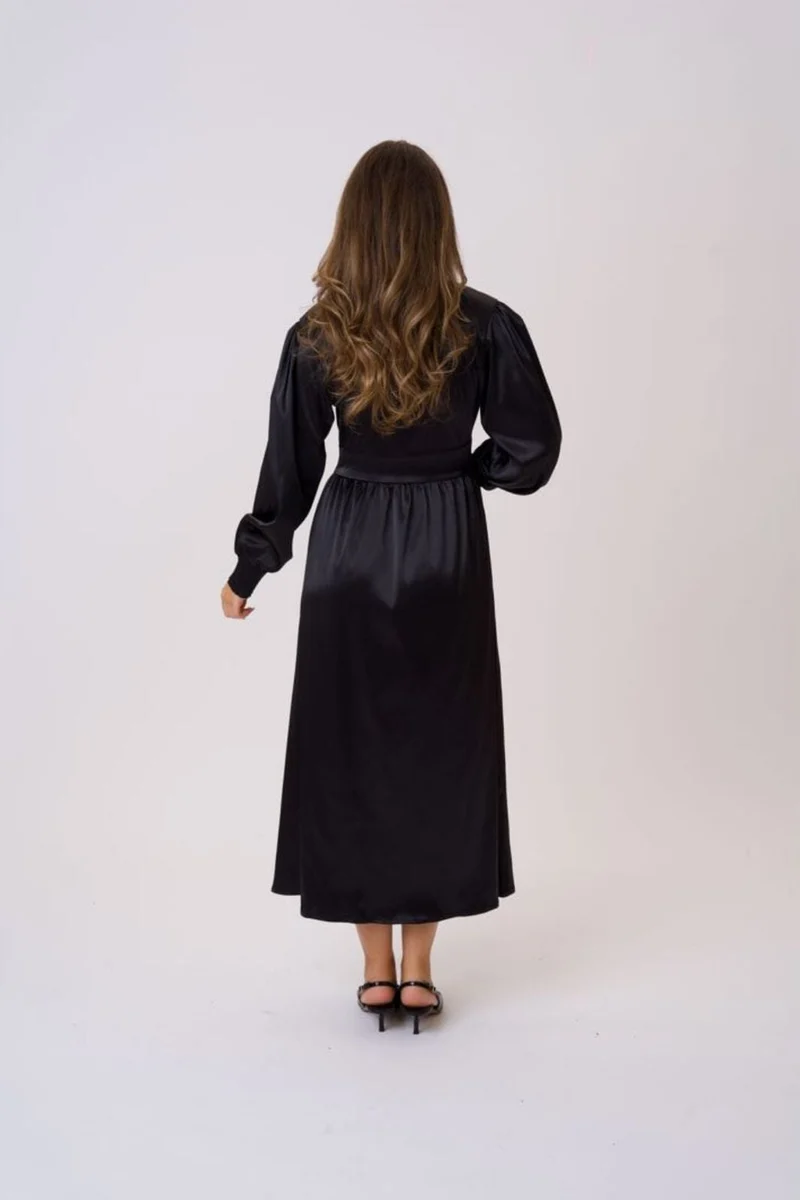 BYIC - Adelic Long Dress A2327 - Black Satin