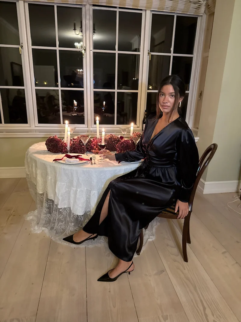 BYIC - Adelic Long Dress A2327 - Black Satin