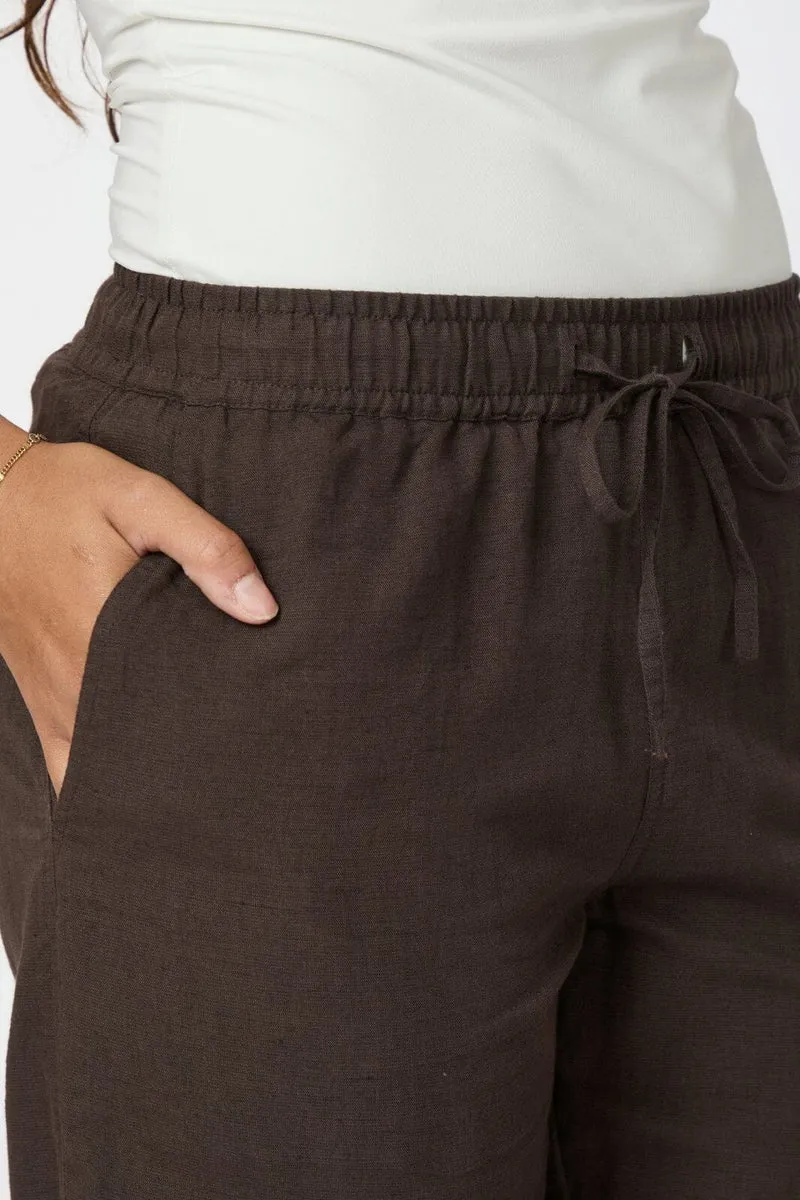 Neo Noir - Sonar Linen Pants 158949 - 676 - Dark Brown