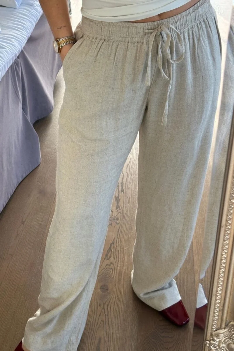 Neo Noir - Sonar Drapy Linen Pants - Natural