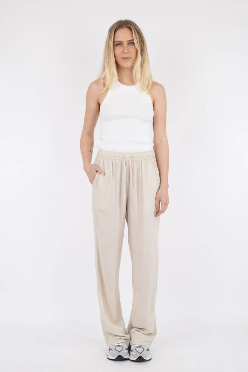 Neo Noir - Sonar Drapy Linen Pants - Natural