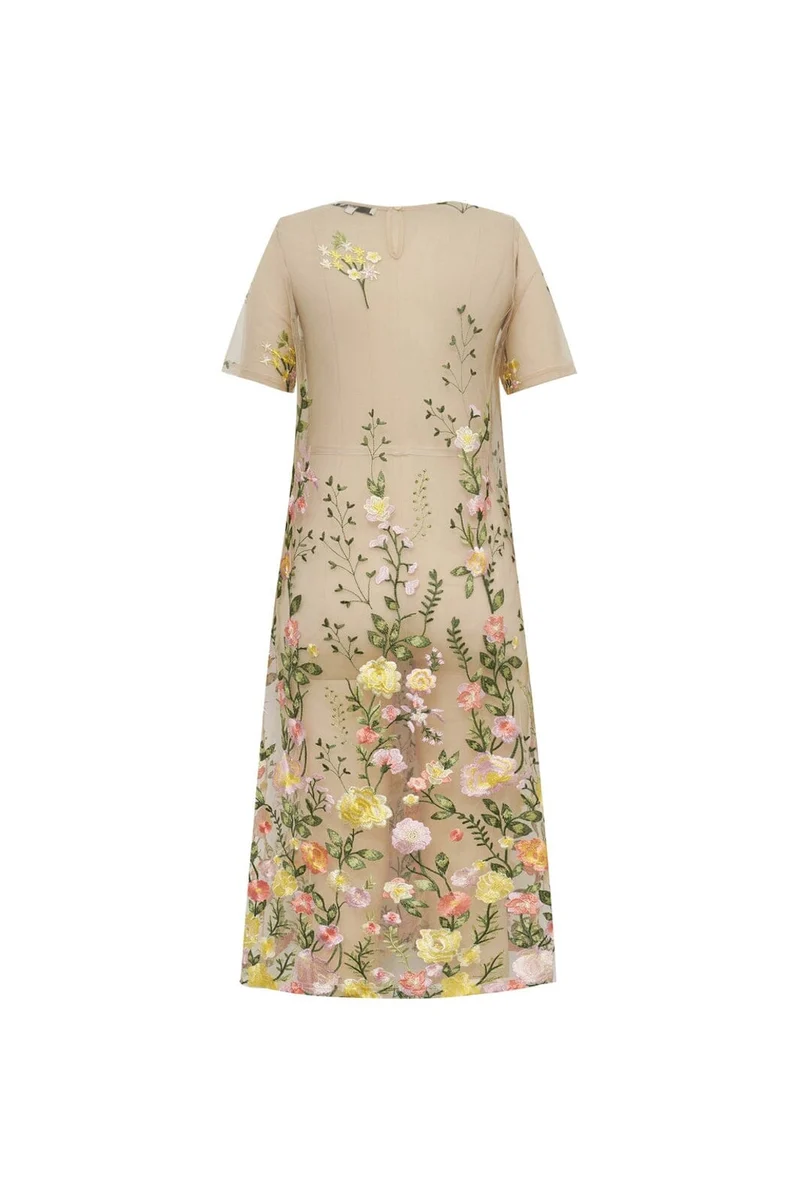 A-View - Fuschia Midi Dress AV7086 - 201 - Sand/Yellow
