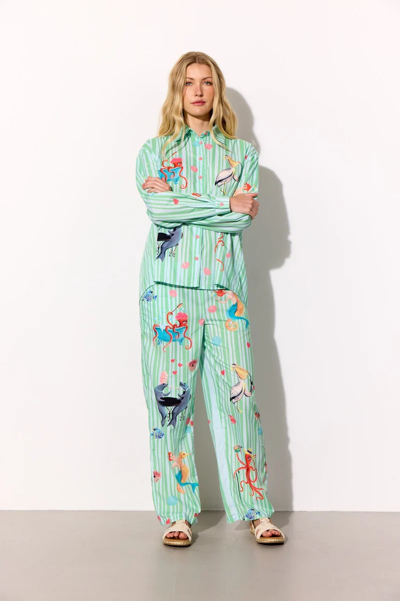 Hunkøn - Nessie Trousers 26050 - Green Ocean Art Print