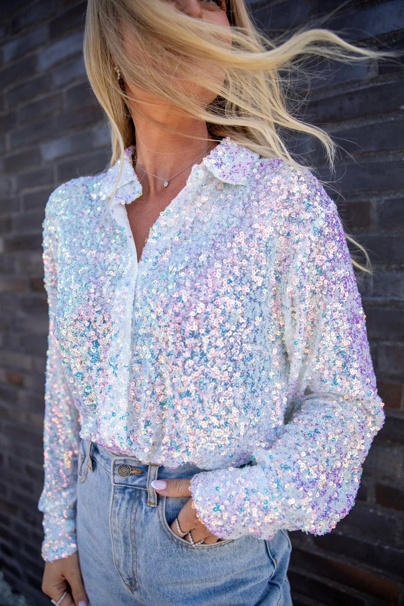 Valentin Studio - Classy Sequins Shirt - offwhite