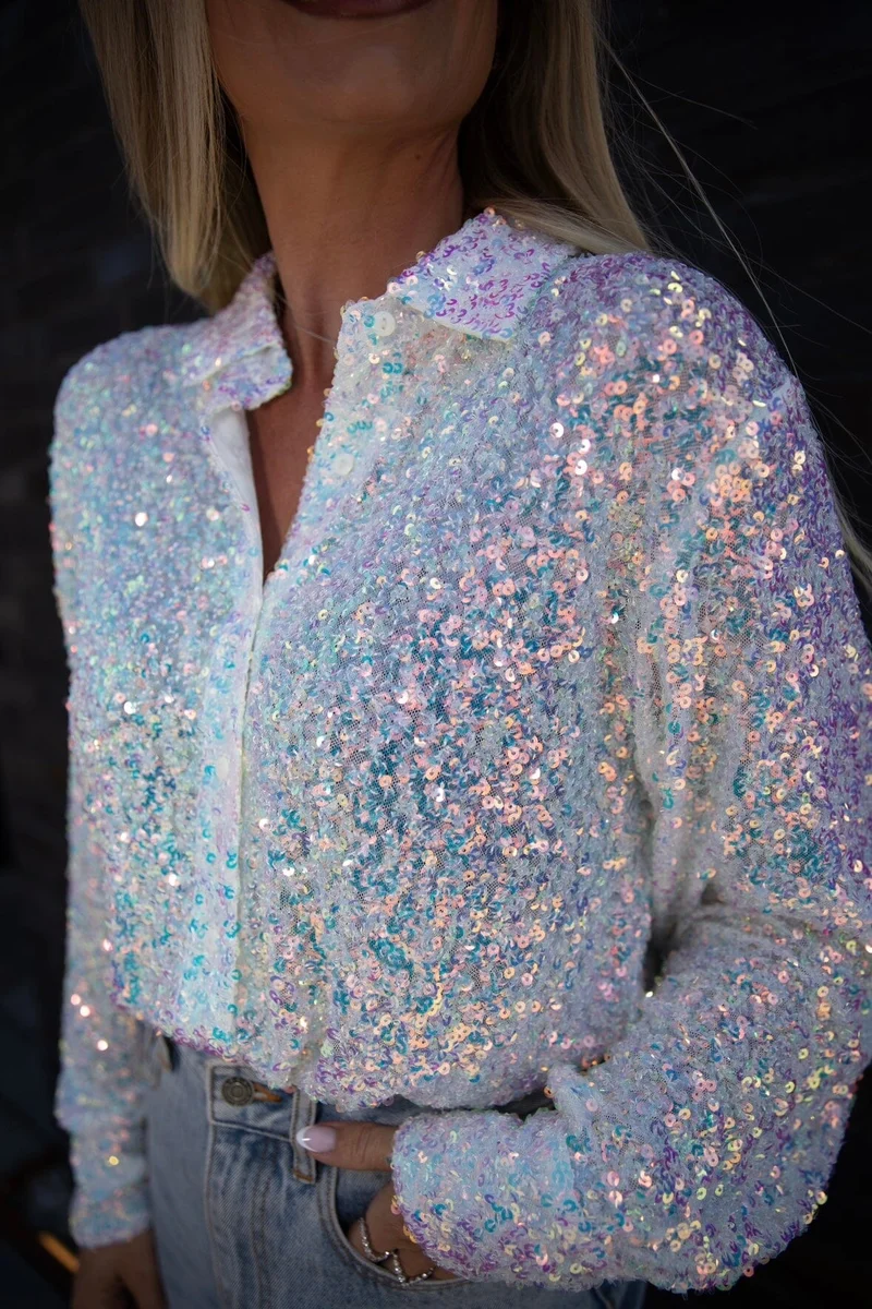 Valentin Studio - Classy Sequins Shirt - offwhite