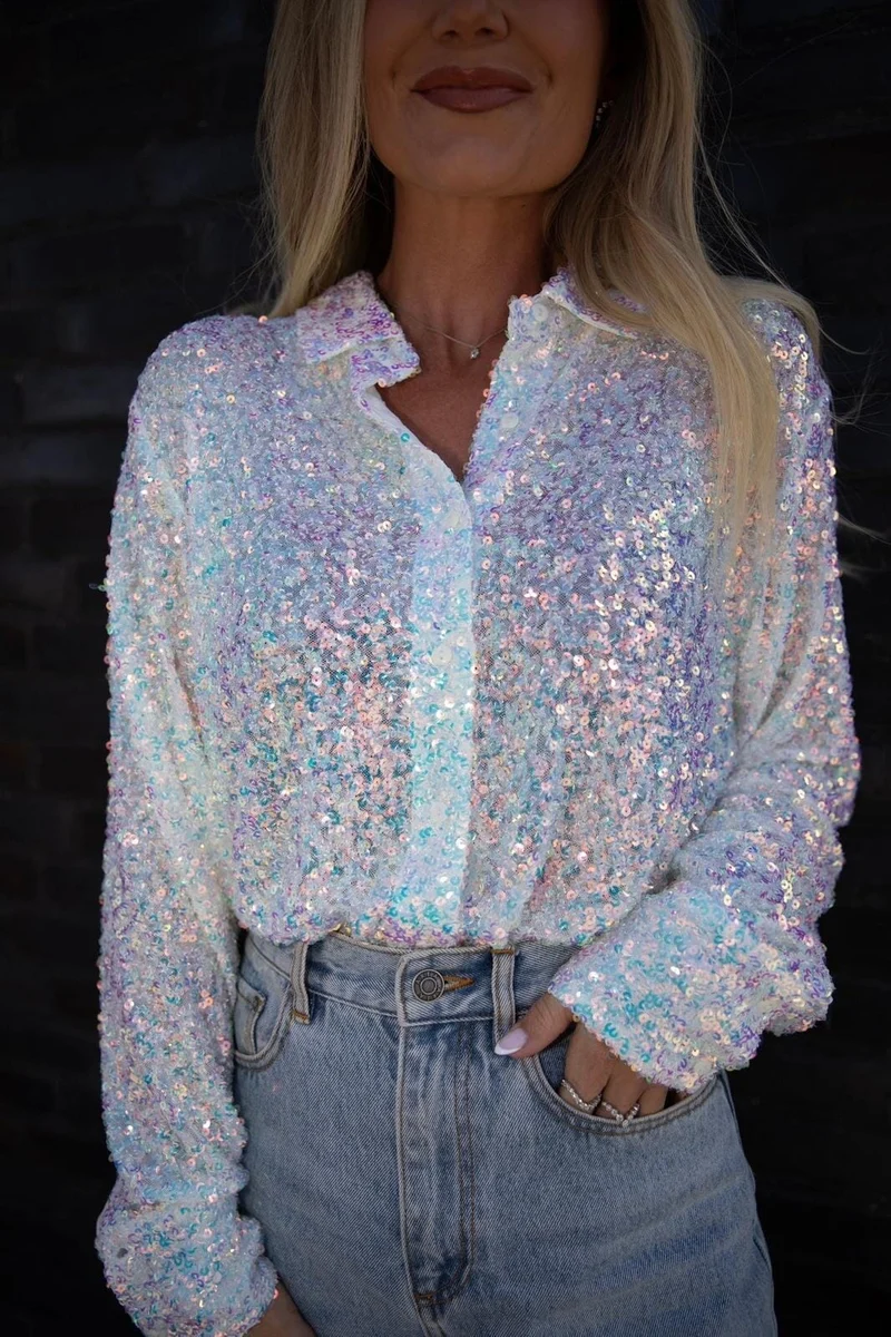 Valentin Studio - Classy Sequins Shirt - offwhite