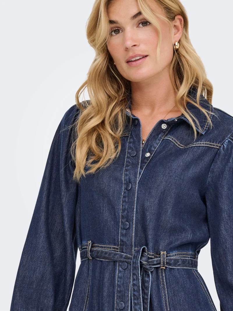 Only - Onljulie Ls Dress Qyt - 4802433 Dark Blue Denim