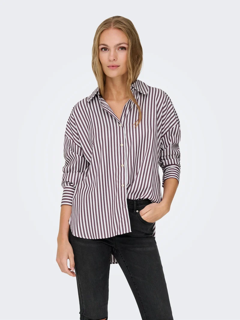 JDY - Jdyvesper L/S Loose Shirt - 4815311 Cloud Dancer Fig