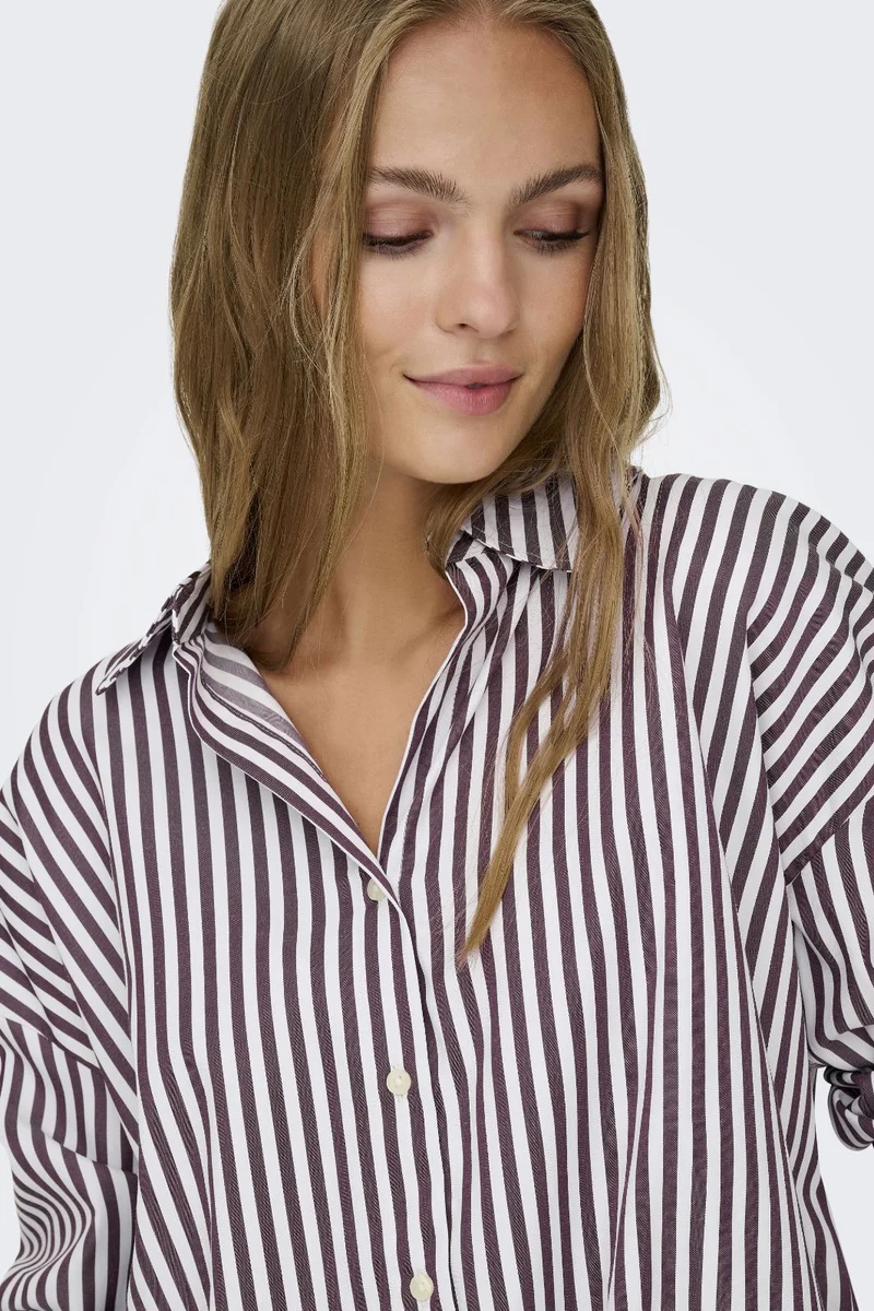 JDY - Jdyvesper L/S Loose Shirt - 4815311 Cloud Dancer Fig