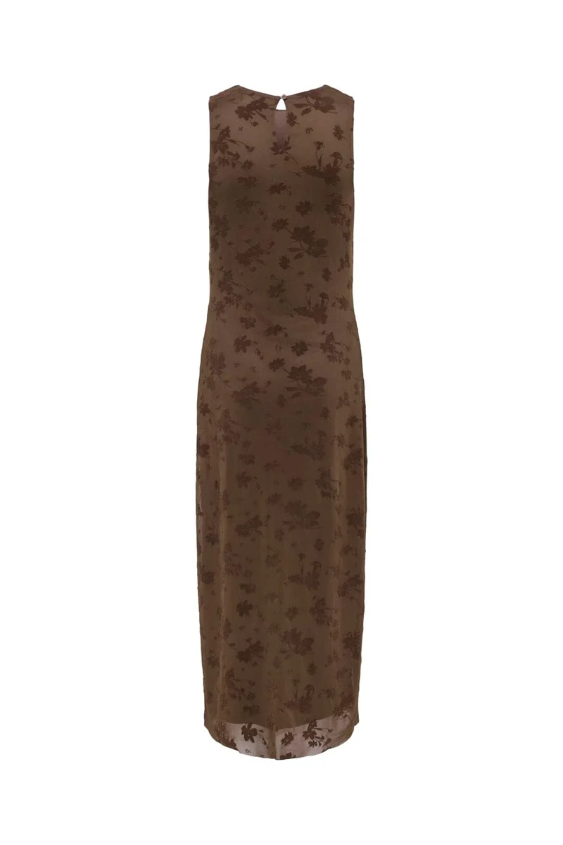 JDY - Jdyruby S/L Rouching Flock Dress - 5019824 Chocolate Brown Big Flower
