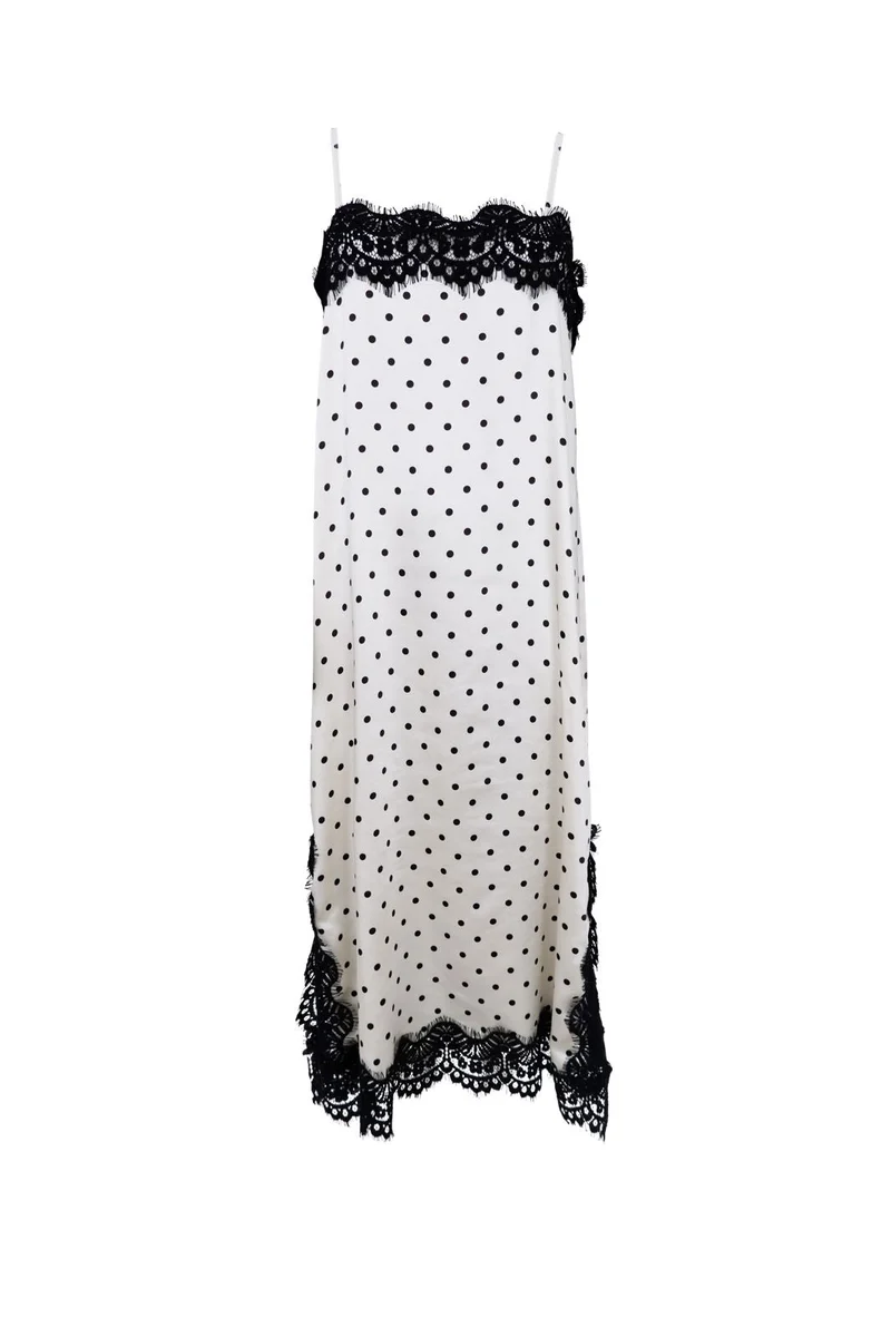 Black Colour - Bcevie Lace Strap Dress 41047 - White Dot