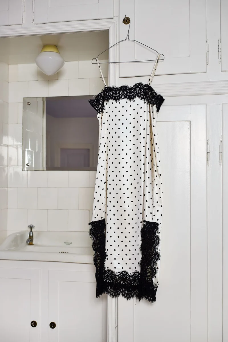 Black Colour - Bcevie Lace Strap Dress 41047 - White Dot