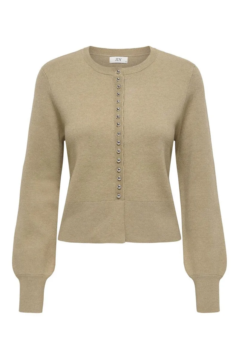 JDY - Jdyprime Life L/S O-Neck Button Card Knt - 4927871 Humus