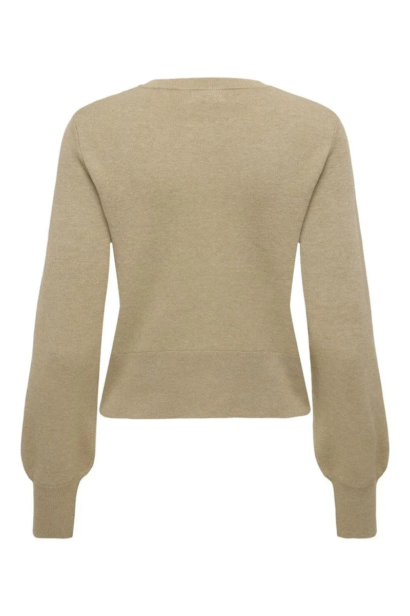 JDY - Jdyprime Life L/S O-Neck Button Card Knt - 4927871 Humus