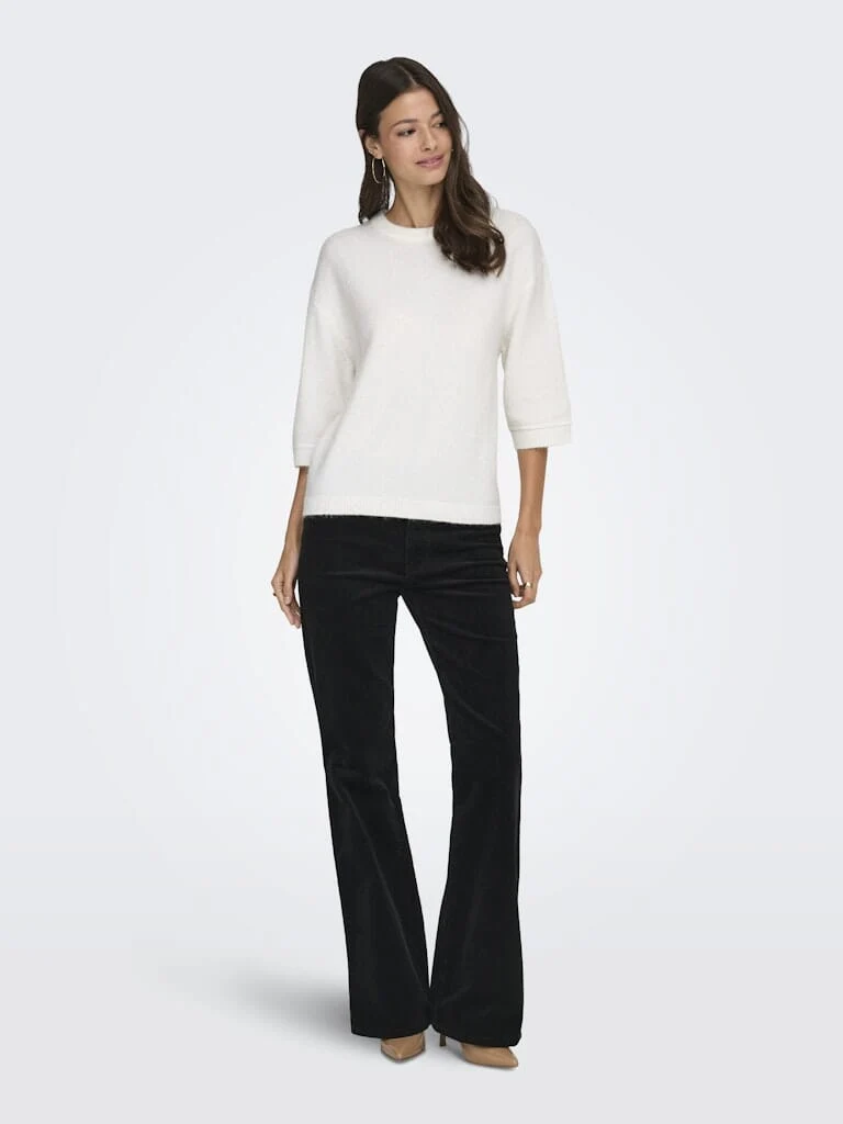 JDY - Jdysonja S/S O-Neck Pullover Knt - 4960456 Cloud Dancer Melange