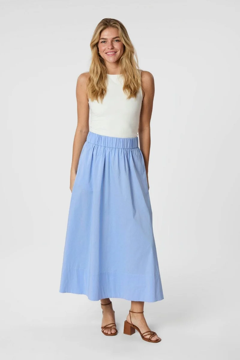 Neo Noir - Yara Long Poplin Skirt 163076 - 554 - Sky Blue