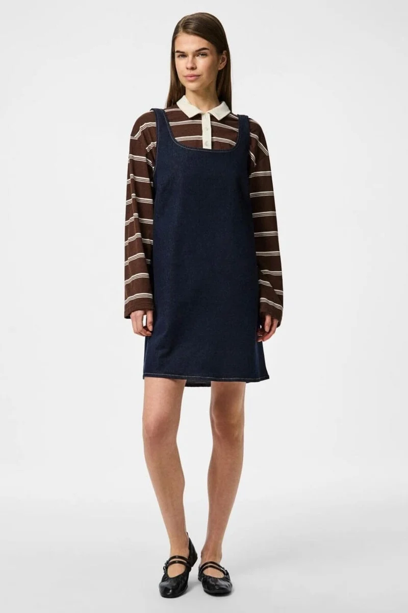 Pieces - Pcfranna Sl Denim Spencer Dress Fsy - 4863065 Dark Blue Denim