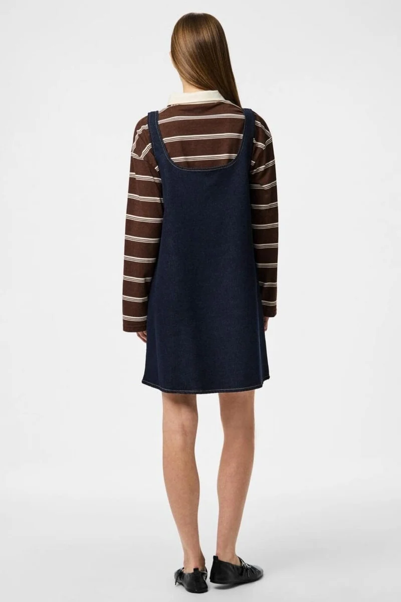 Pieces - Pcfranna Sl Denim Spencer Dress Fsy - 4863065 Dark Blue Denim