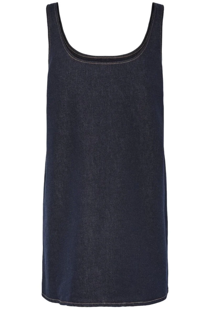 Pieces - Pcfranna Sl Denim Spencer Dress Fsy - 4863065 Dark Blue Denim