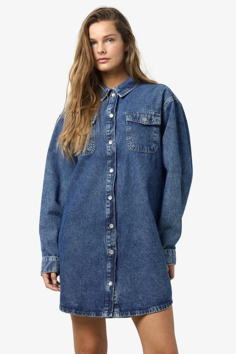 Noisy May - Nmalva L/S Denim Dress Az351Mb Fwd - 4581207 Medium Blue Denim