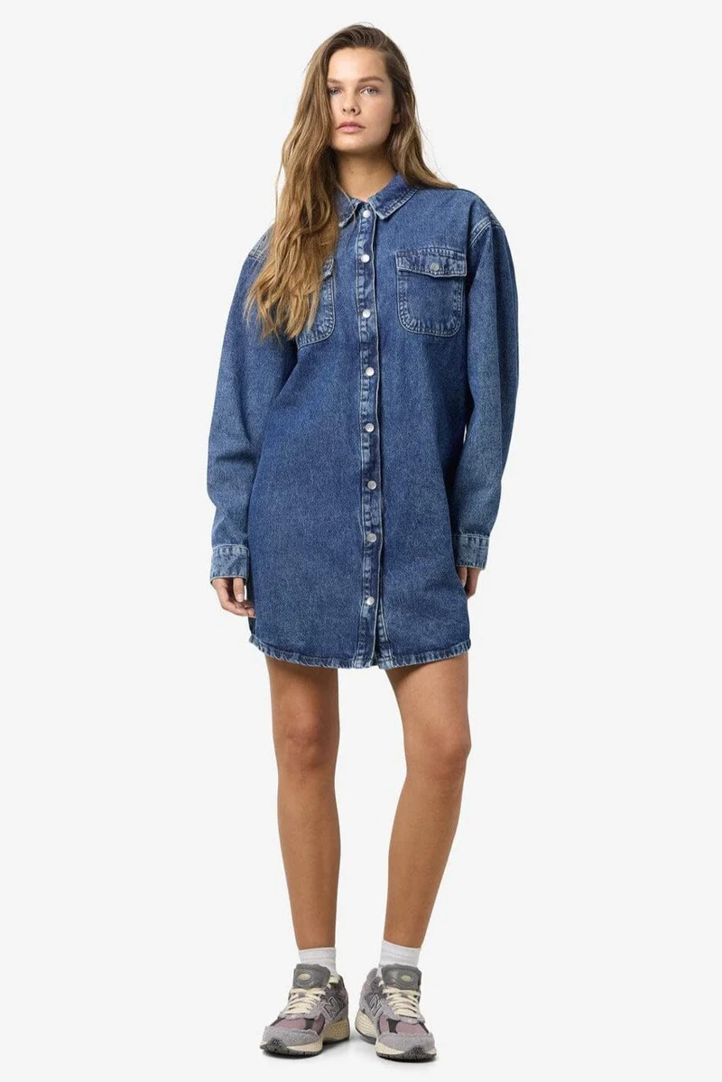 Noisy May - Nmalva L/S Denim Dress Az351Mb Fwd - 4581207 Medium Blue Denim