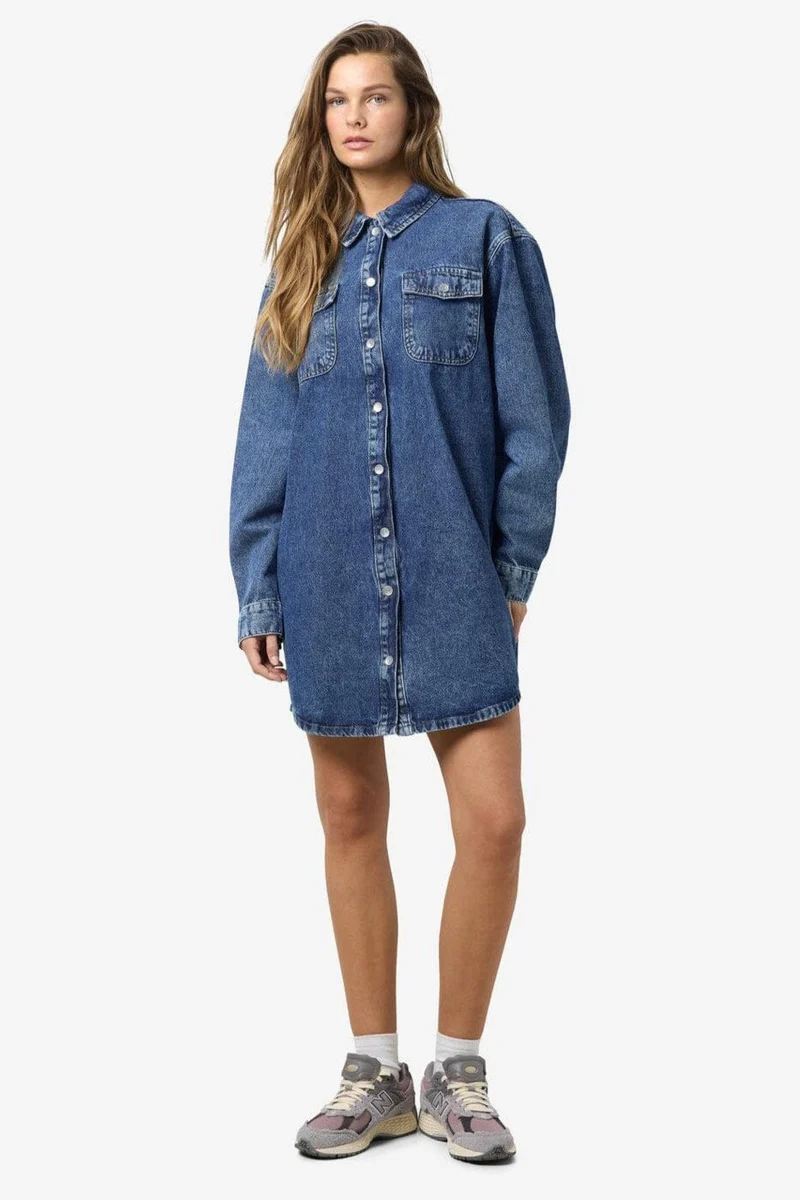 Noisy May - Nmalva L/S Denim Dress Az351Mb Fwd - 4581207 Medium Blue Denim