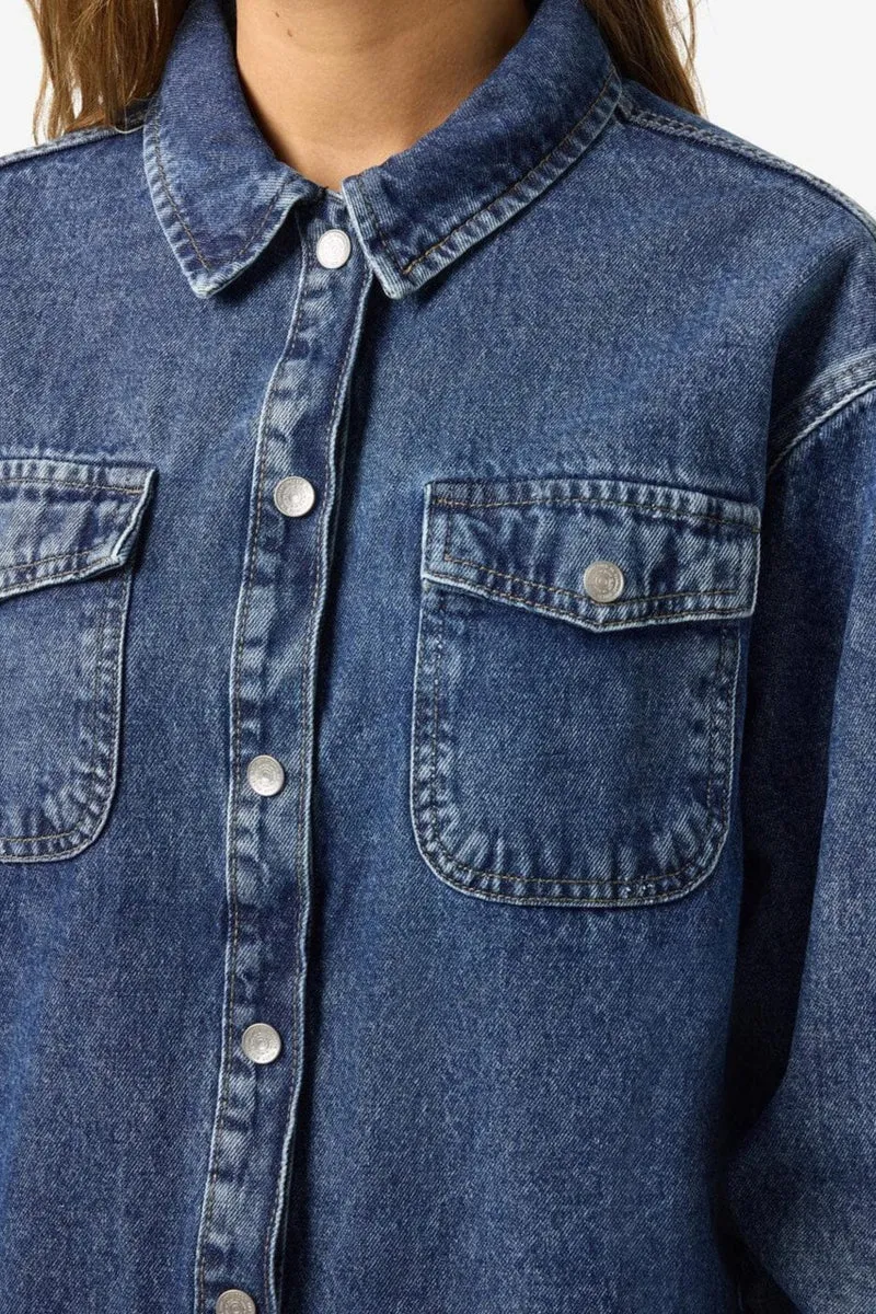 Noisy May - Nmalva L/S Denim Dress Az351Mb Fwd - 4581207 Medium Blue Denim