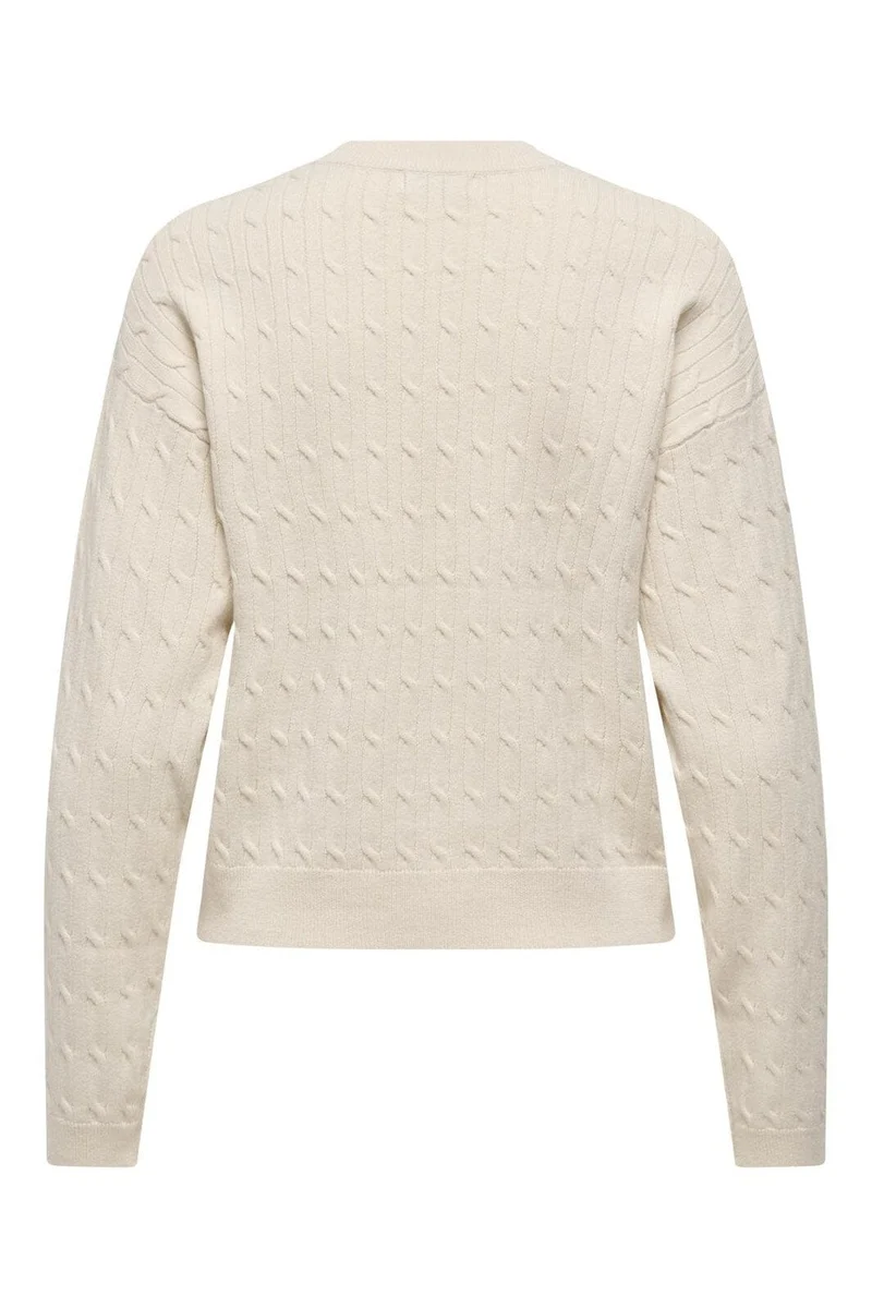 JDY - Jdyprime Life L/S On Cable Emb Pull Knt - 4942394 Whitecap Gray W. Teddy Embroidery