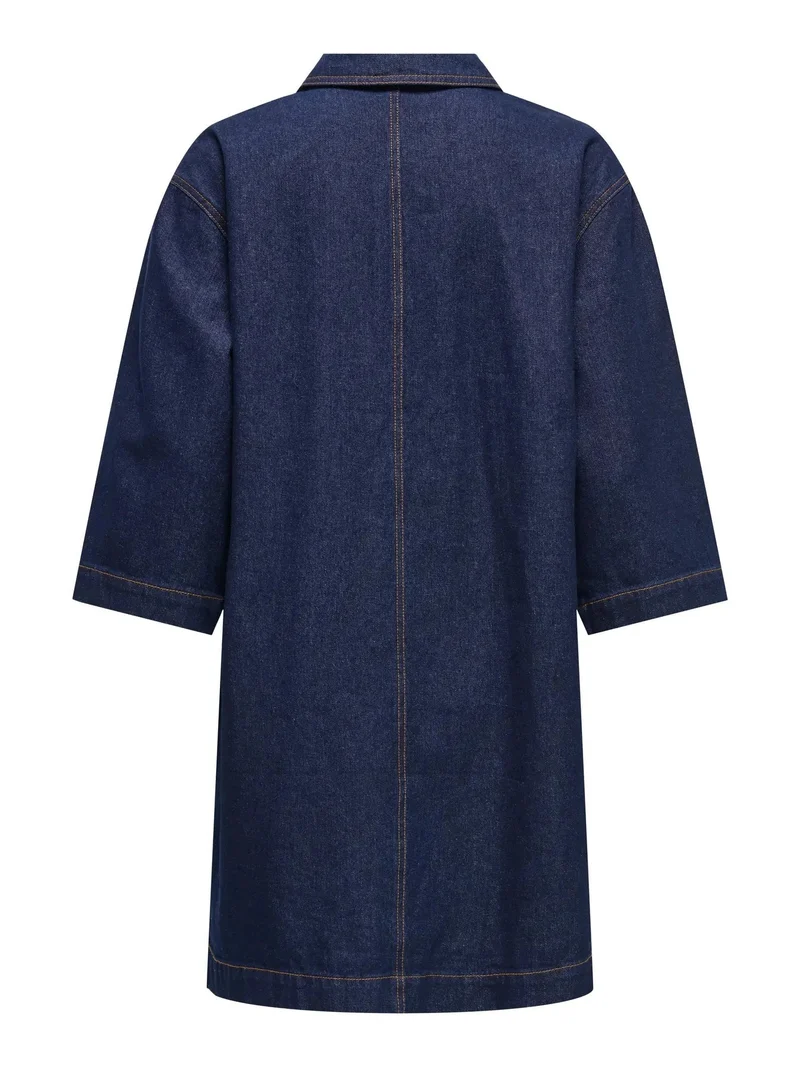 Only - Onlmiles 3/4 Zip Dress Gua - 4935217 Dark Blue Denim