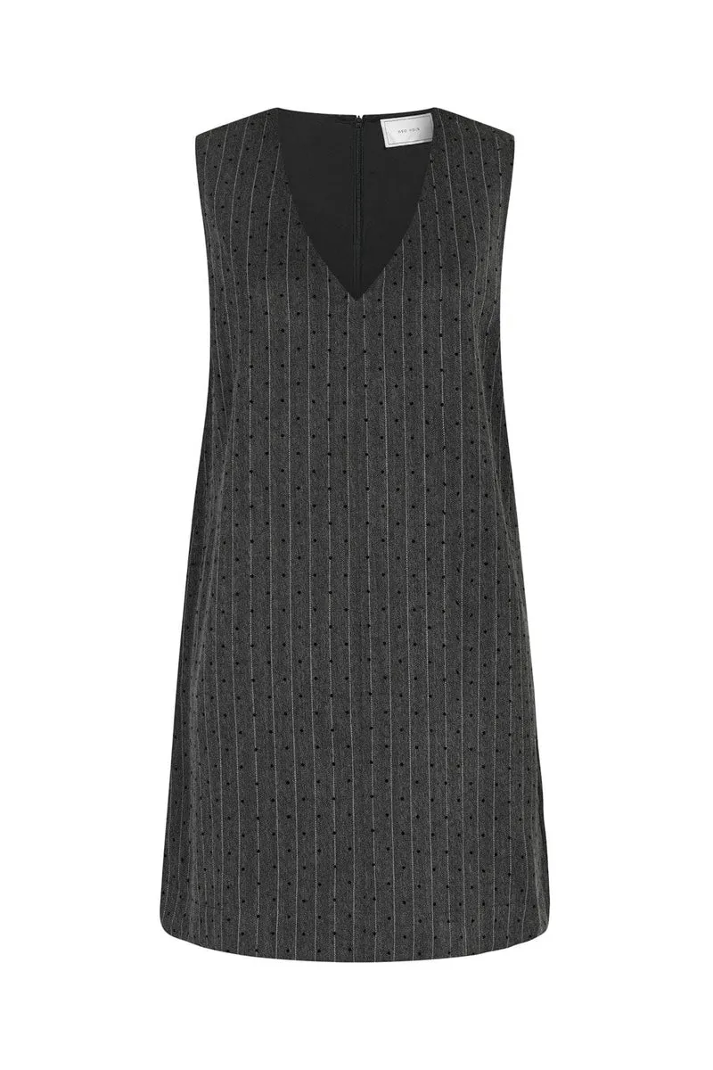 Neo Noir - Caila Mini Dot Dress 167259 - 107 - Dark Grey Melange
