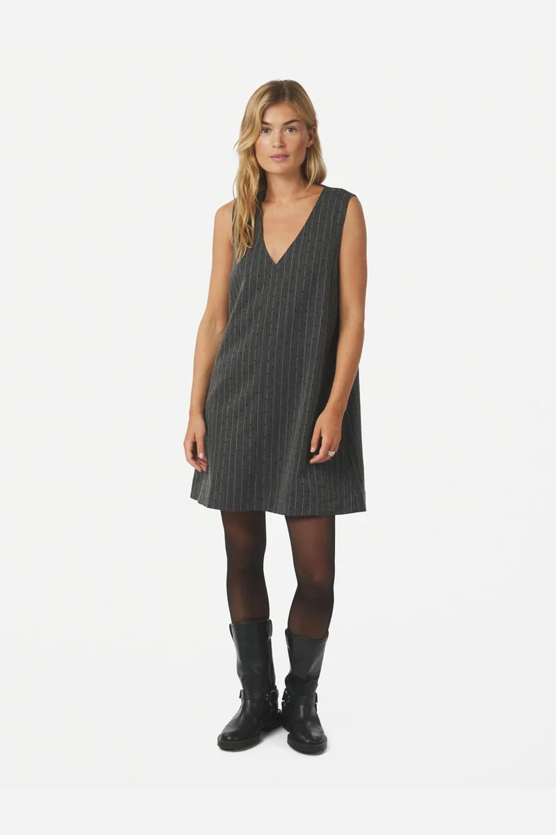 Neo Noir - Caila Mini Dot Dress 167259 - 107 - Dark Grey Melange