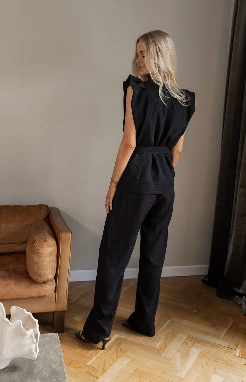 Molly&My x Julie Elgaard - Elsa Jacquard Pants 167096 - 100 - Black