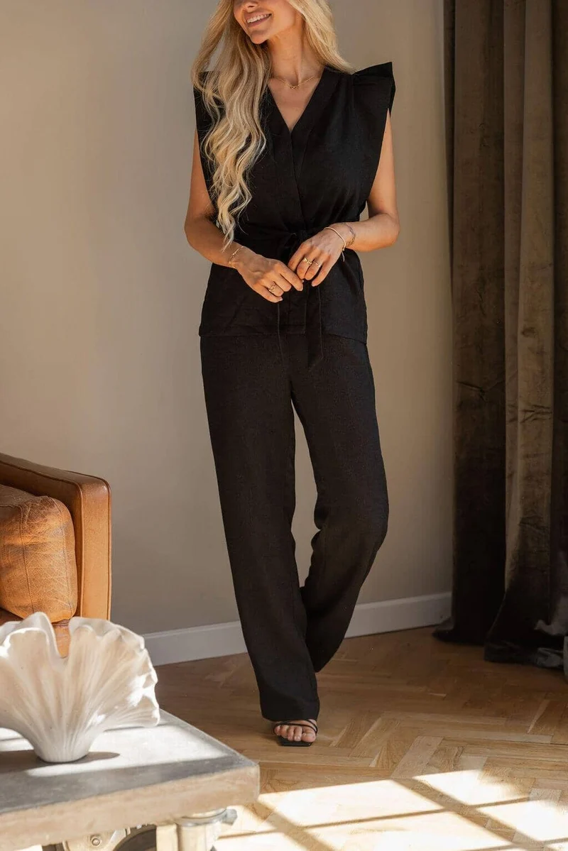 Molly&My x Julie Elgaard - Elsa Jacquard Pants 167096 - 100 - Black