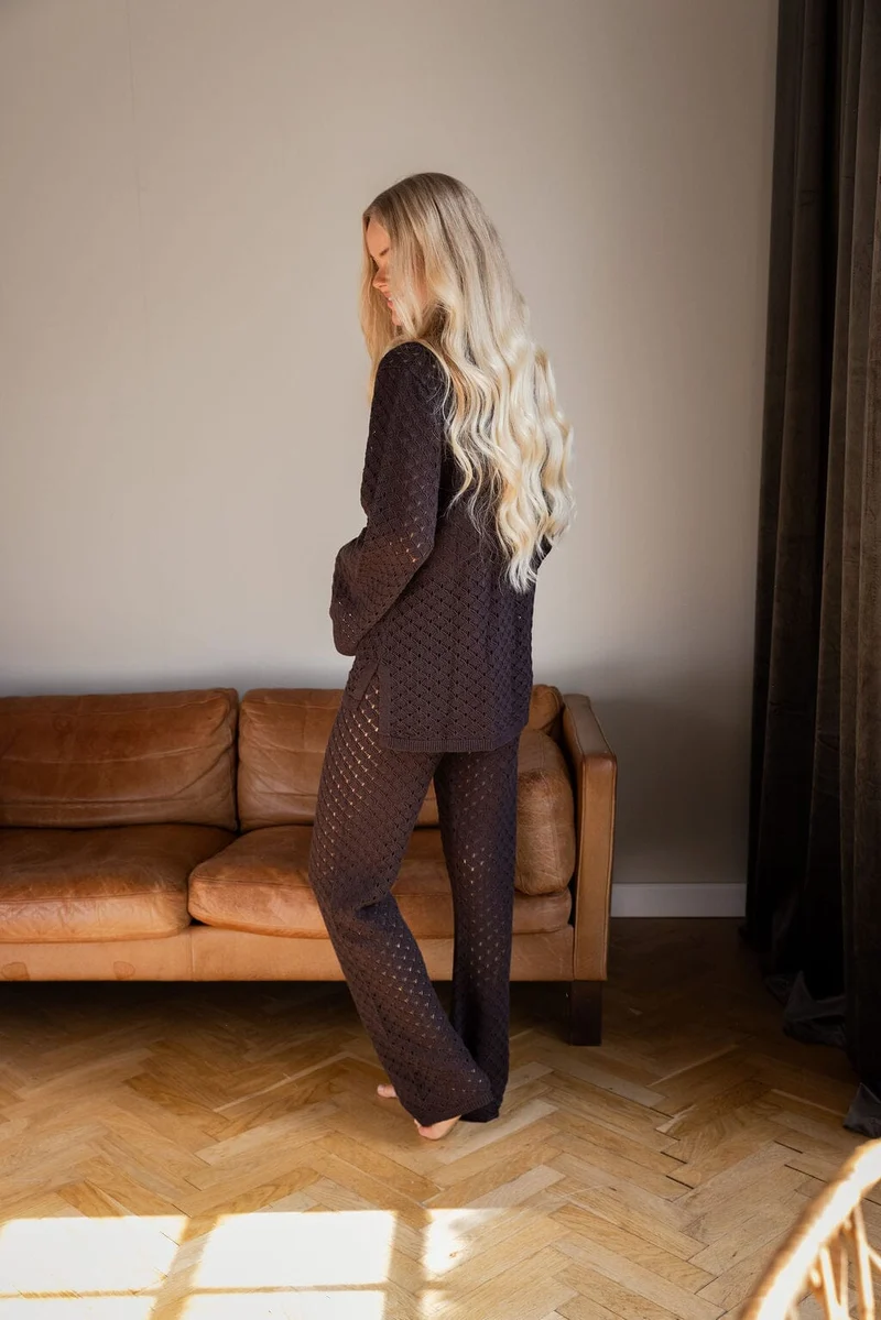 Molly&My x Julie Elgaard - Liva Knit Pants 167101 - 676 - Dark Brown
