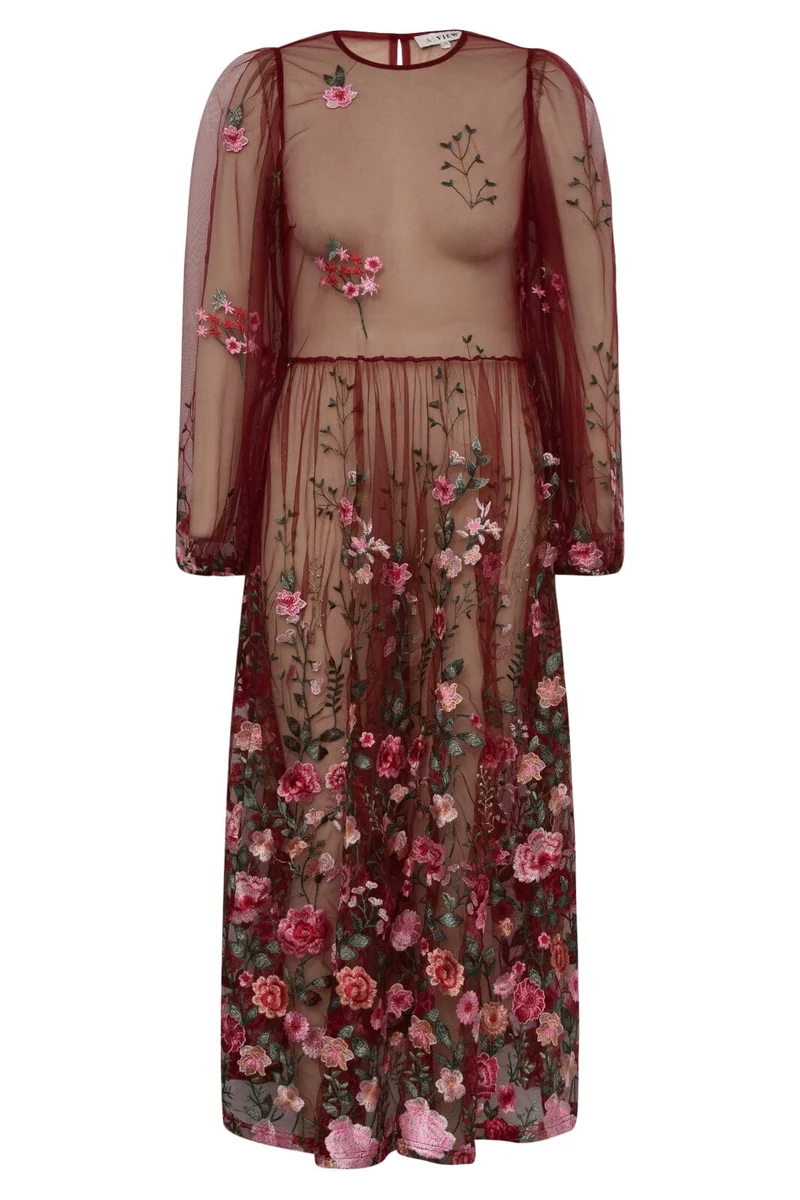 A-View - Fuschia Dress AV4614 - 373 - Bordeaux/Rose