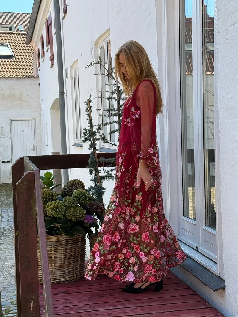 A-View - Fuschia Dress AV4614 - 373 - Bordeaux/Rose