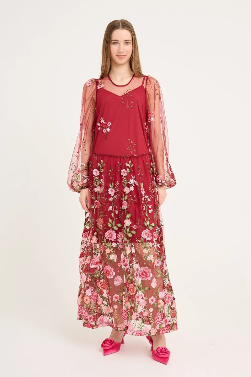 A-View - Fuschia Dress AV4614 - 373 - Bordeaux/Rose